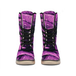 Dark Purple Rose Print Winter Boots