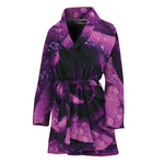 Dark Purple Rose Print Women's Bathrobe