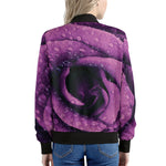 Dark Purple Rose Print Women's Bomber Jacket