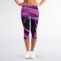 Dark Purple Rose Print Women's Capri Leggings