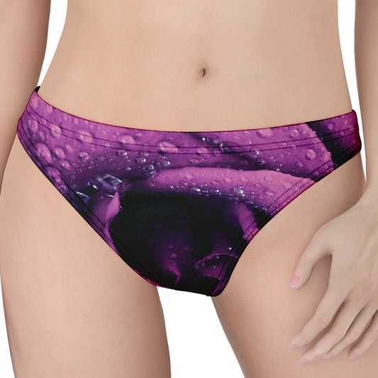 Dark Purple Rose Print Women's Thong