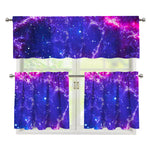 Dark Purple Universe Galaxy Space Print 3 Piece Kitchen Curtains