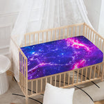 Dark Purple Universe Galaxy Space Print Baby Crib Sheet