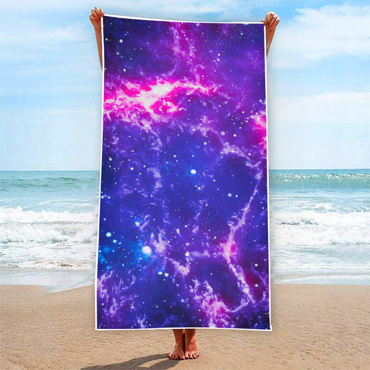 Dark Purple Universe Galaxy Space Print Beach Towel