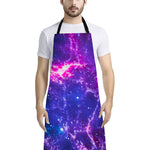 Dark Purple Universe Galaxy Space Print Bib Apron With Pocket