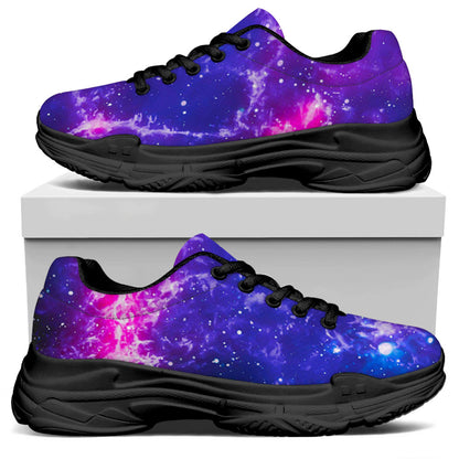 Dark Purple Universe Galaxy Space Print Black Chunky Shoes