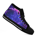 Dark Purple Universe Galaxy Space Print Black High Top Sneakers