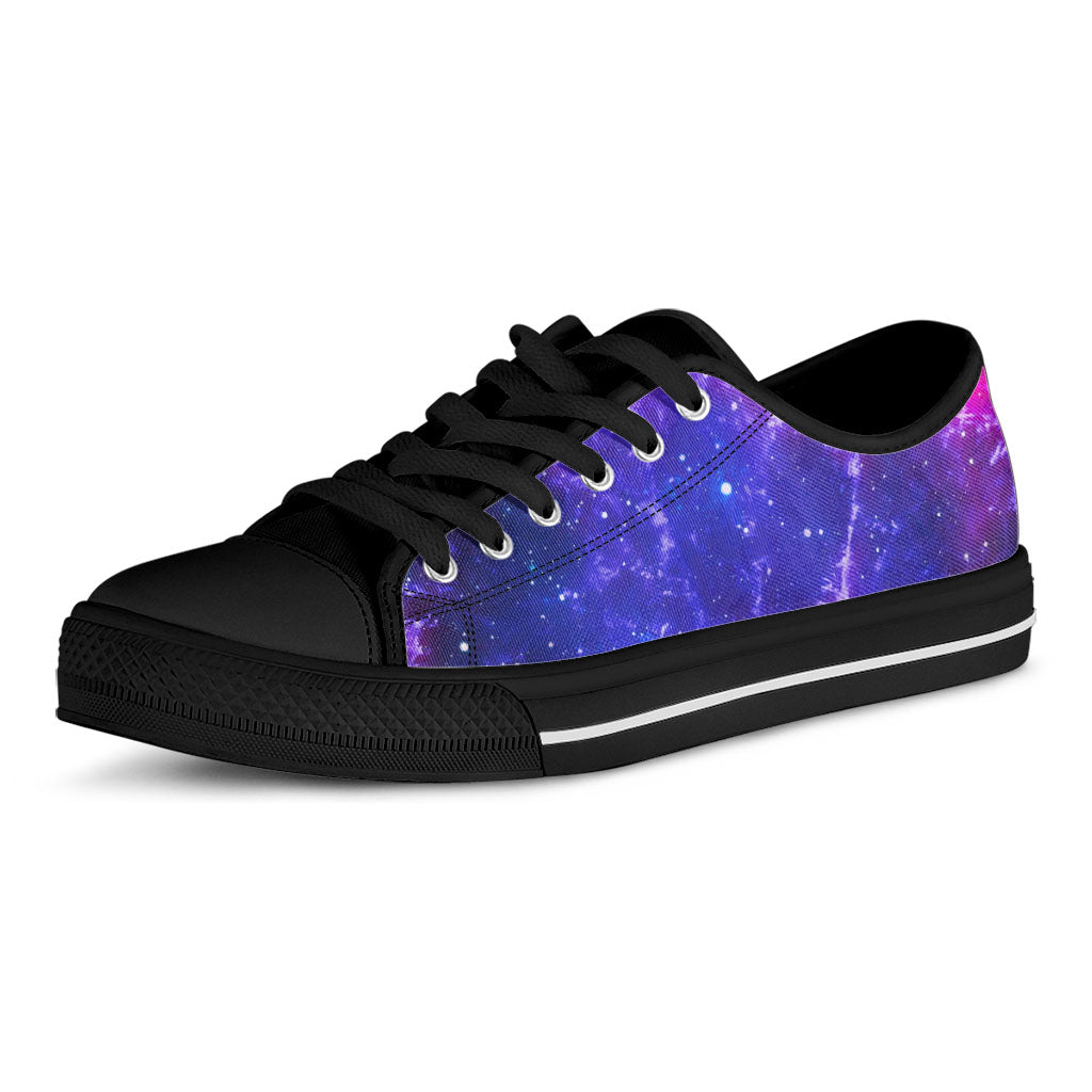 Dark Purple Universe Galaxy Space Print Black Low Top Sneakers