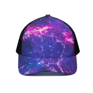 Dark Purple Universe Galaxy Space Print Black Mesh Trucker Cap