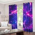 Dark Purple Universe Galaxy Space Print Dimout Grommet Curtains