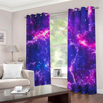 Dark Purple Universe Galaxy Space Print Blackout Grommet Curtains