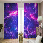 Dark Purple Universe Galaxy Space Print Blackout Pencil Pleat Curtains