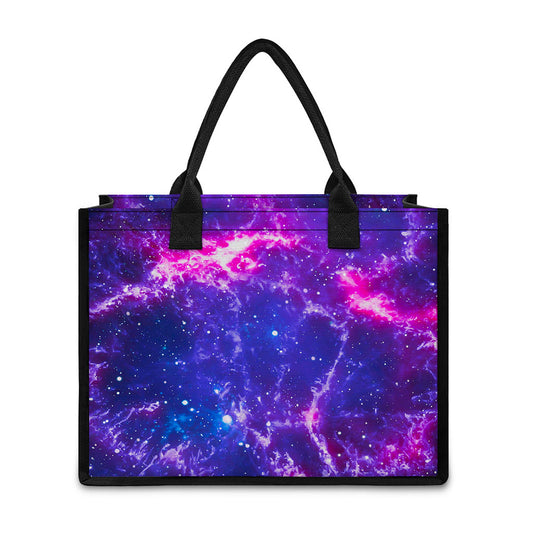 Dark Purple Universe Galaxy Space Print Canvas Tote Bag