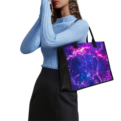 Dark Purple Universe Galaxy Space Print Canvas Tote Bag