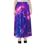 Dark Purple Universe Galaxy Space Print Chiffon Maxi Skirt