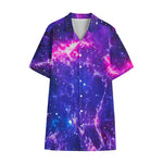 Dark Purple Universe Galaxy Space Print Cotton Hawaiian Shirt