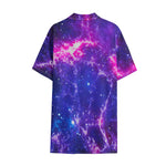 Dark Purple Universe Galaxy Space Print Cotton Hawaiian Shirt