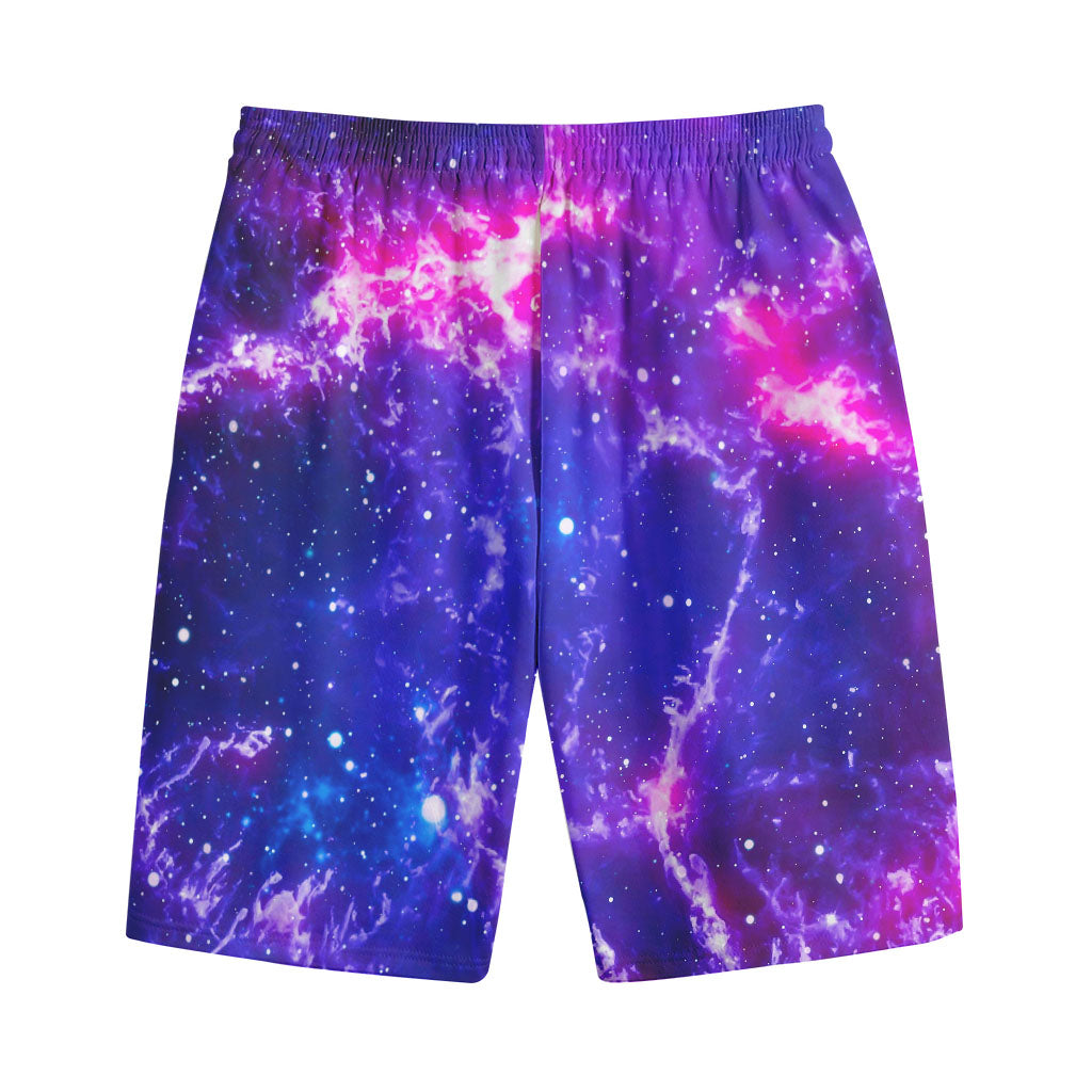 Dark Purple Universe Galaxy Space Print Cotton Shorts