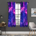 Dark Purple Universe Galaxy Space Print Grommet Curtain Panels