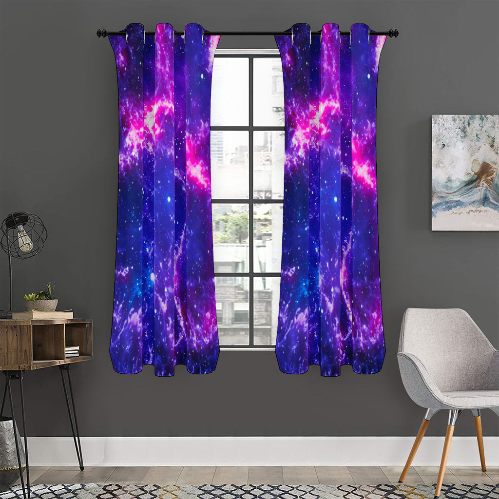 Dark Purple Universe Galaxy Space Print Curtain