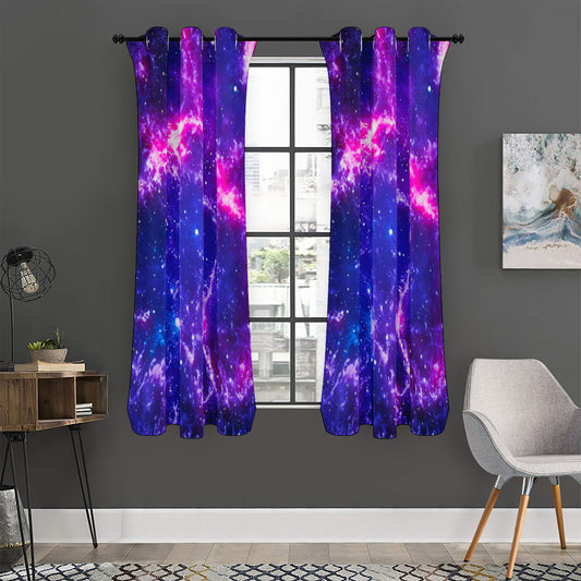 Dark Purple Universe Galaxy Space Print Curtain