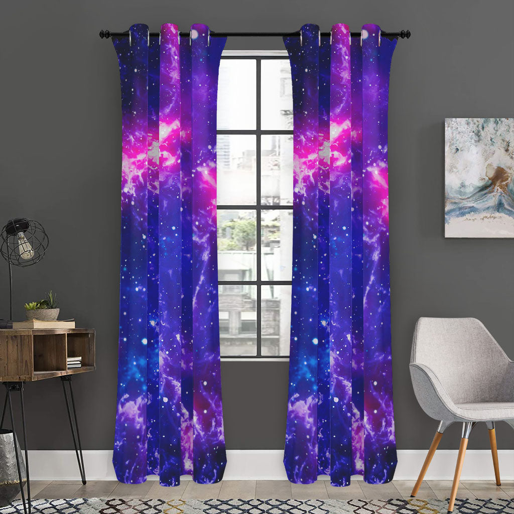 Dark Purple Universe Galaxy Space Print Curtain