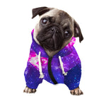 Dark Purple Universe Galaxy Space Print Dog Zip Up Hoodie