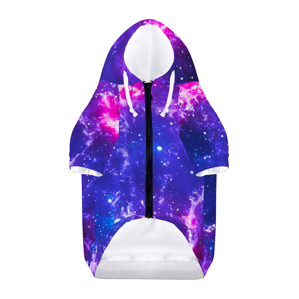 Dark Purple Universe Galaxy Space Print Dog Zip Up Hoodie
