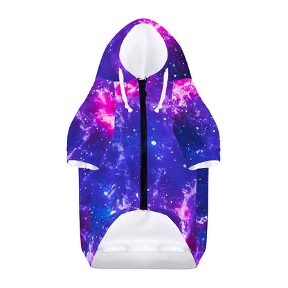 Dark Purple Universe Galaxy Space Print Dog Zip Up Hoodie
