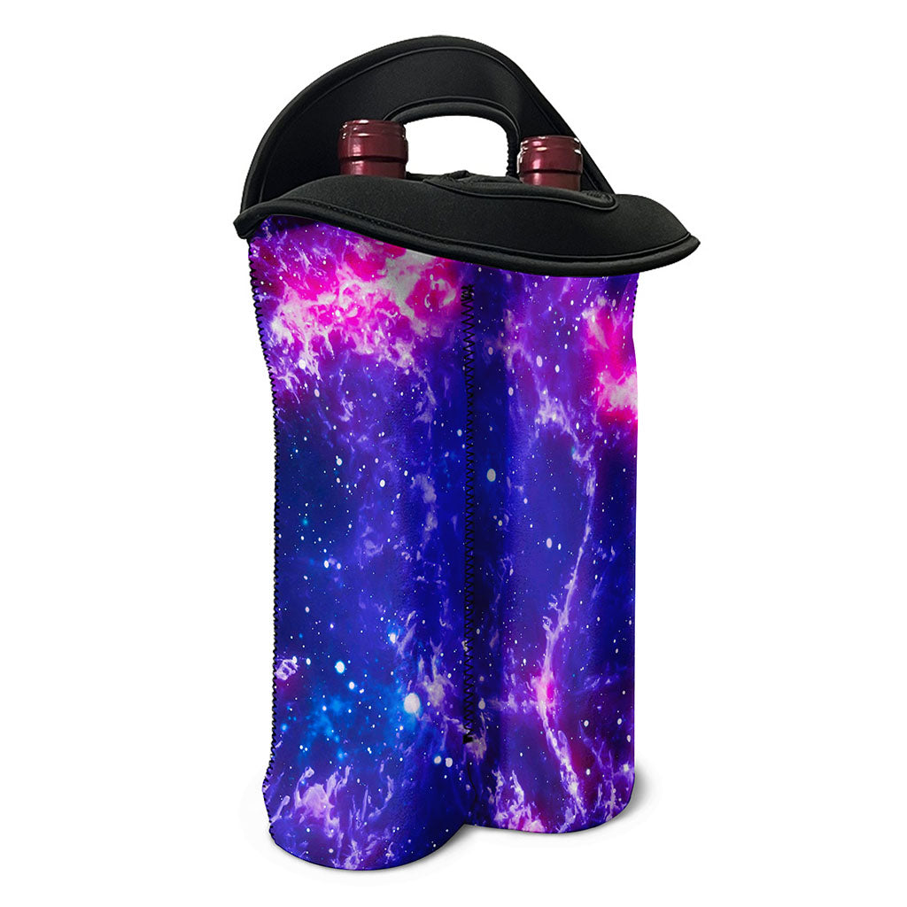 Dark Purple Universe Galaxy Space Print Double Neoprene Wine Tote