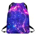 Dark Purple Universe Galaxy Space Print Drawstring Backpack