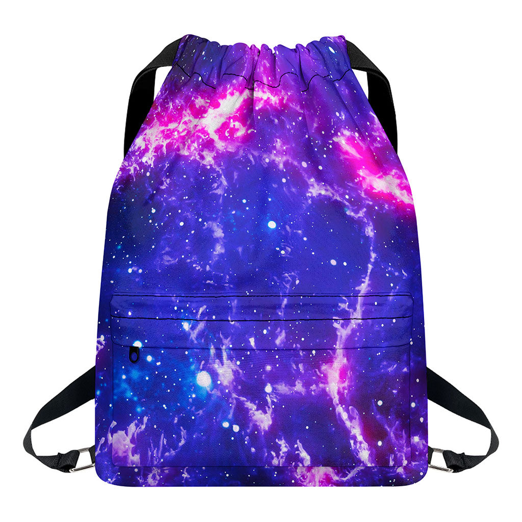 Dark Purple Universe Galaxy Space Print Drawstring Backpack