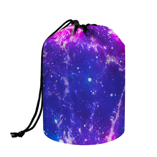 Dark Purple Universe Galaxy Space Print Drawstring Makeup Bag