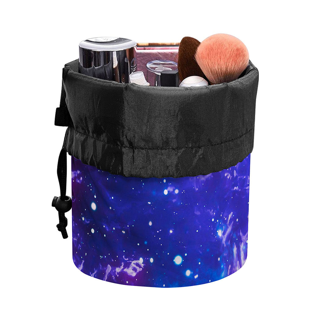 Dark Purple Universe Galaxy Space Print Drawstring Makeup Bag
