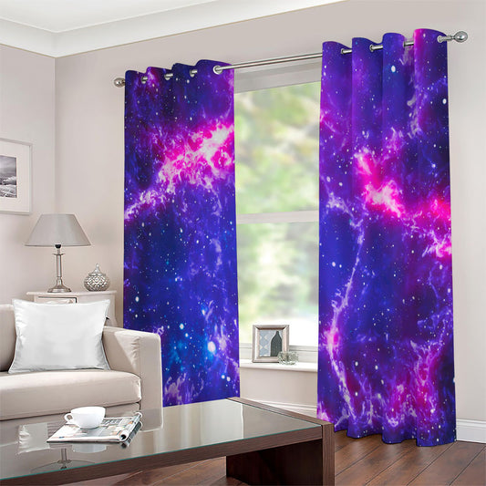 Dark Purple Universe Galaxy Space Print Extra Wide Grommet Curtains