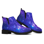 Dark Purple Universe Galaxy Space Print Flat Ankle Boots