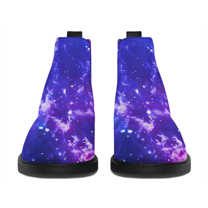 Dark Purple Universe Galaxy Space Print Flat Ankle Boots