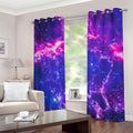 Dark Purple Universe Galaxy Space Print Grommet Curtains
