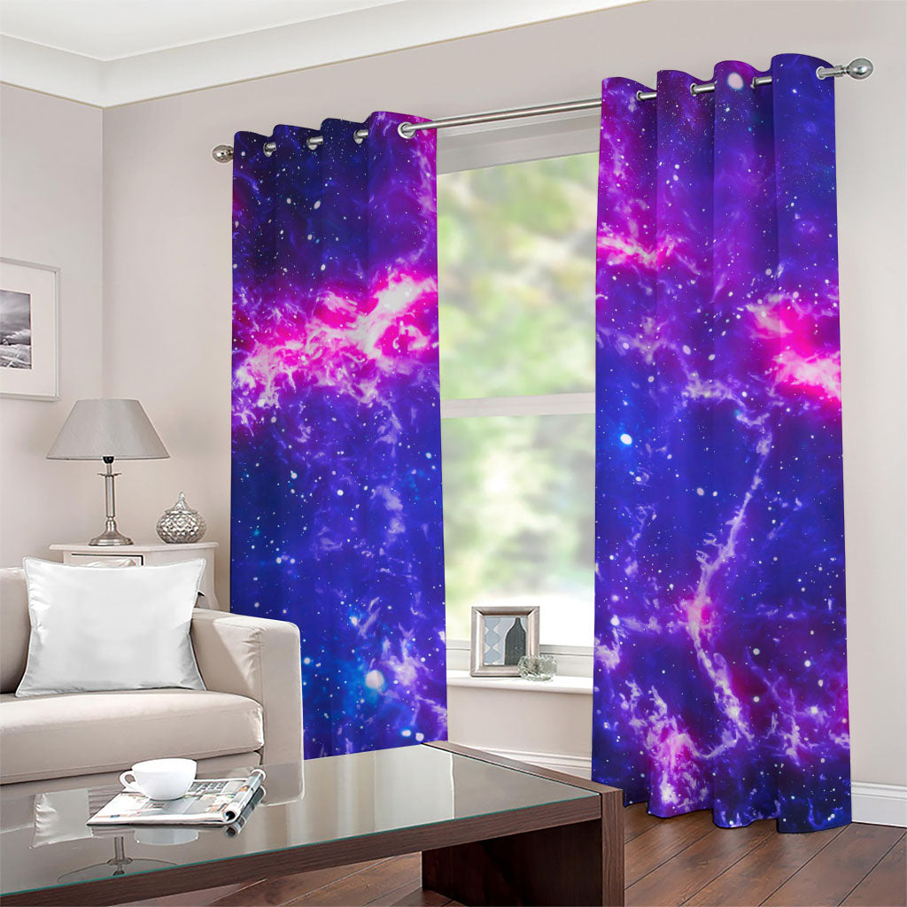 Dark Purple Universe Galaxy Space Print Grommet Curtains