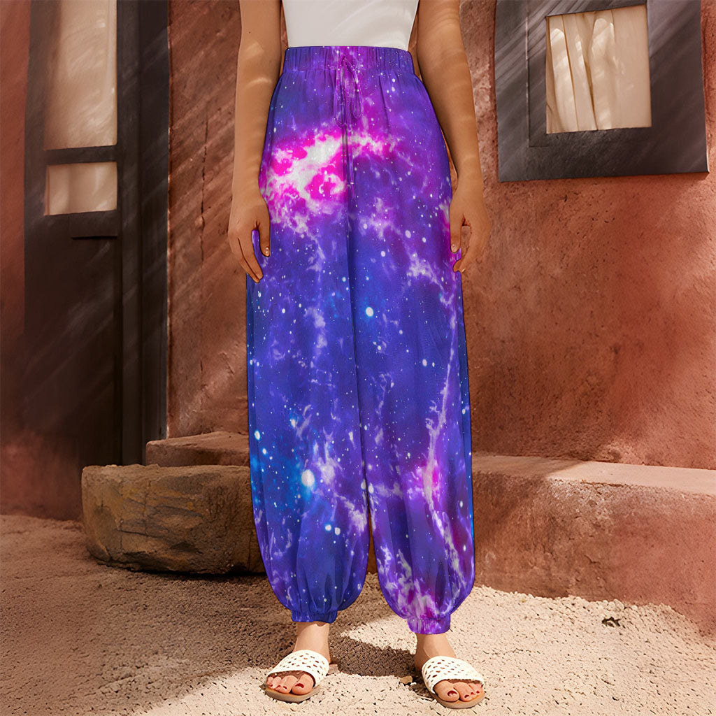 Dark Purple Universe Galaxy Space Print Harem Pants