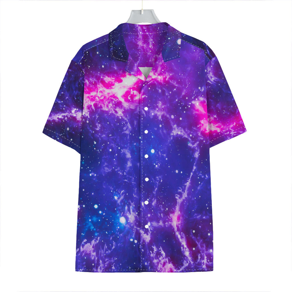 Dark Purple Universe Galaxy Space Print Hawaiian Shirt