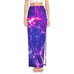 Dark Purple Universe Galaxy Space Print High Slit Maxi Skirt