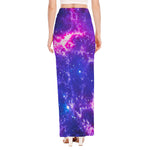 Dark Purple Universe Galaxy Space Print High Slit Maxi Skirt