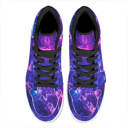 Dark Purple Universe Galaxy Space Print High Top Leather Sneakers