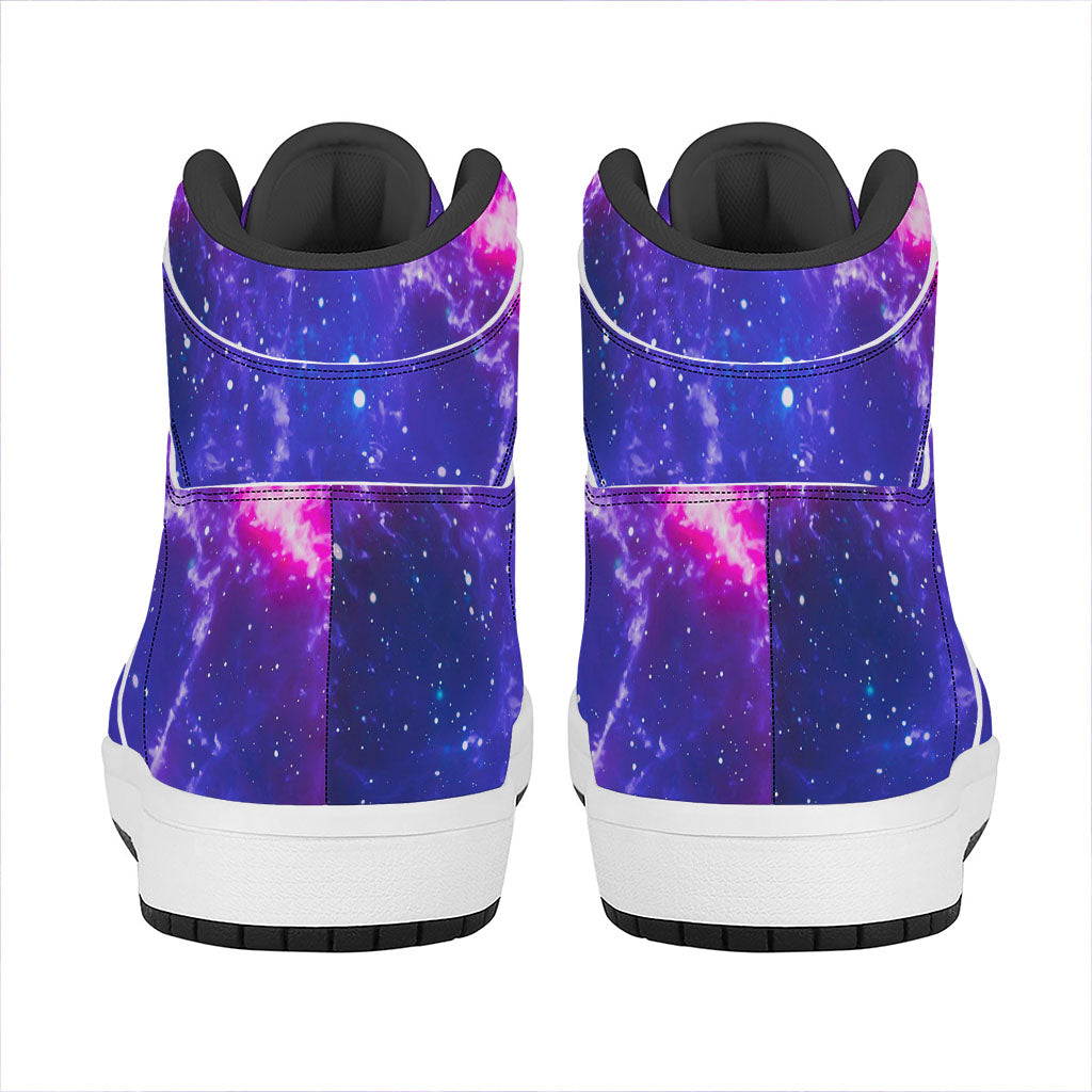 Dark Purple Universe Galaxy Space Print High Top Leather Sneakers