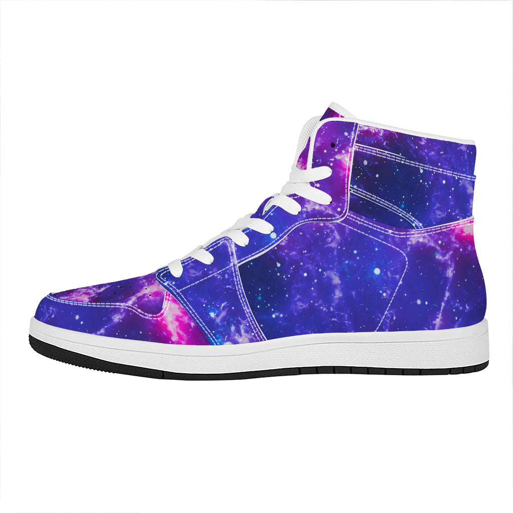 Dark Purple Universe Galaxy Space Print High Top Leather Sneakers