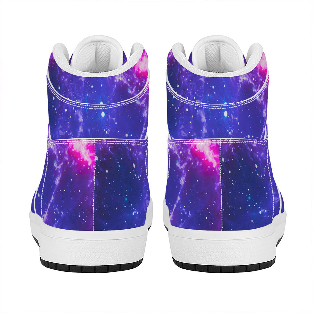 Dark Purple Universe Galaxy Space Print High Top Leather Sneakers