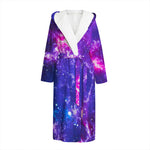 Dark Purple Universe Galaxy Space Print Hooded Bathrobe