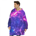 Dark Purple Universe Galaxy Space Print Hoodie Blanket