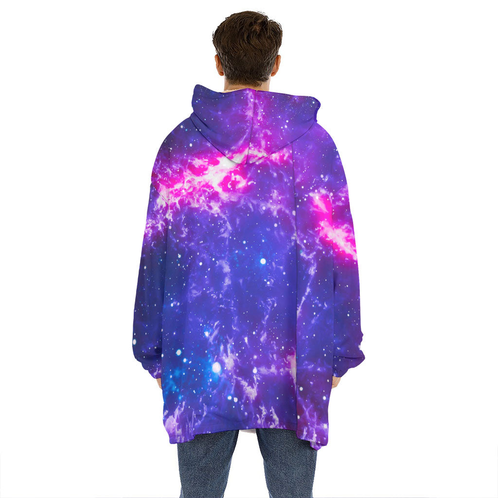 Dark Purple Universe Galaxy Space Print Hoodie Blanket